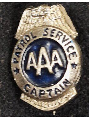 Vintage AAA Patrol Service Captain Badge With Blue Enamel Accents